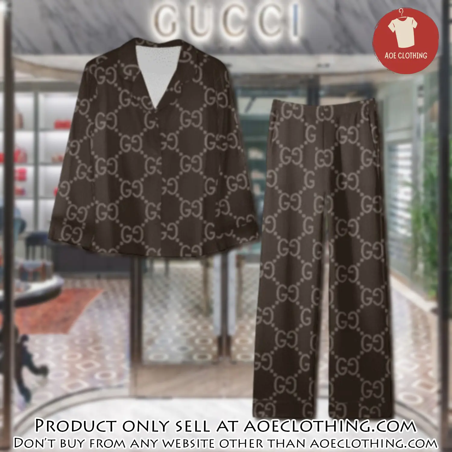 Trending luxury gc satin pajama set pjs1064 aoe2603374